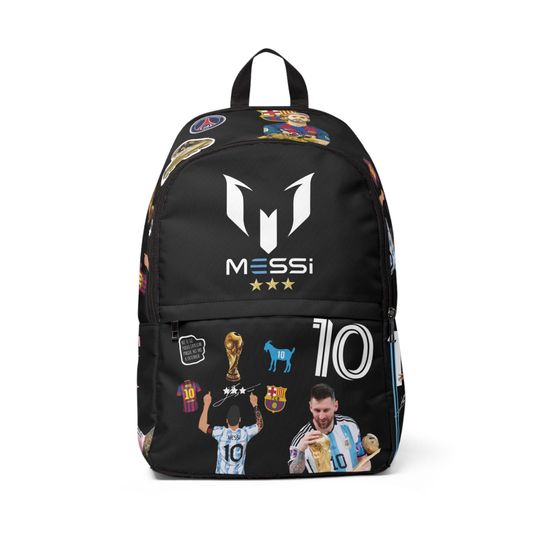 Messi School Backpack Black, Soccer Backpack, Soccer Fan Gift, Travel Pack