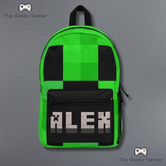 Personalized Gamer Backpack | Personalized Creeper Backpack | Gamer Gift | Gifr For Gamer | Video Game Accessory | Geek | Birthday Gift