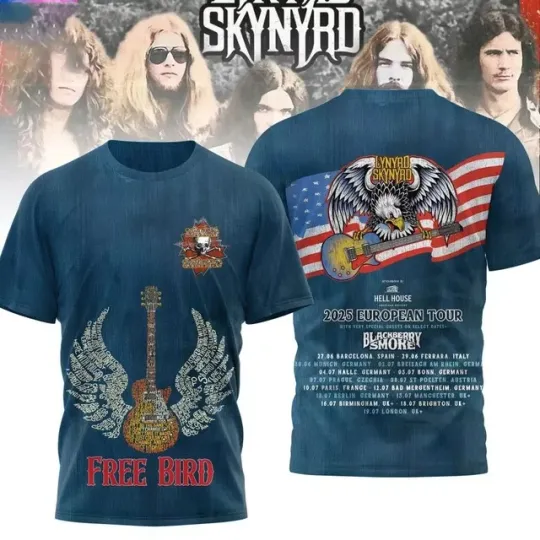 Lynyrd Skynyrd Free Bird 2025 European Tour 3D T-Shirt