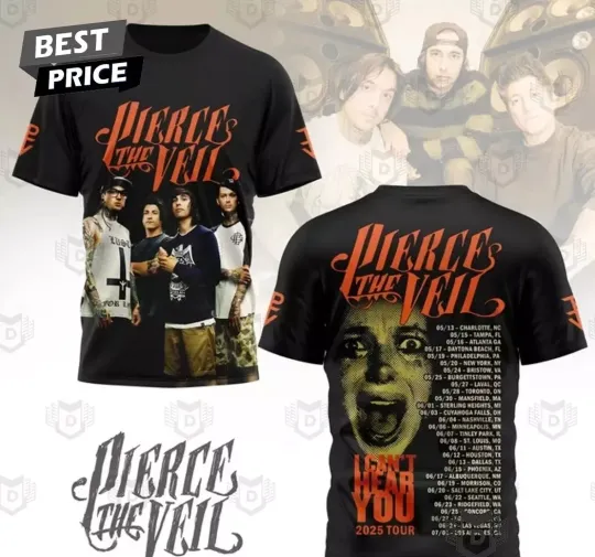 Pierce The Veil I Cant Hear You 2025 Tour 3D T-Shirt