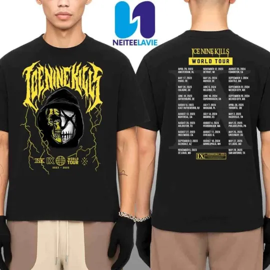 Ice Nine World Tour 2025 IX Schedule List Dates Merch Two Sides T-Shirt