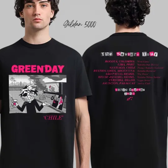 Green Day Chile The Saviors Tour South America 2025 Two Sided T-Shirt