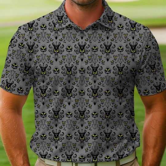 Halloween Damask Haunted Mansion Polo Shirt, Disneyland Trip Family Matching Outfit, Disney Polo Shirt, Disneyland Trip 2025