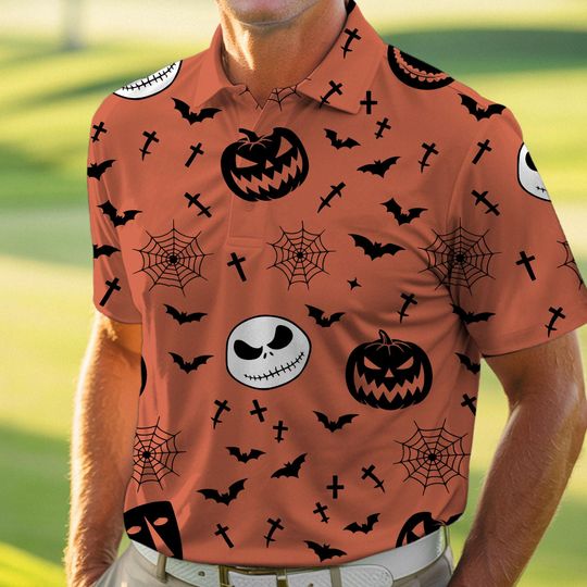 The Nightmare Before Christmas Jack Skellington Disney Pumpkin King Polo Shirt, Halloween Golf Lovers Shirt, Halloween Matching Family Shirt