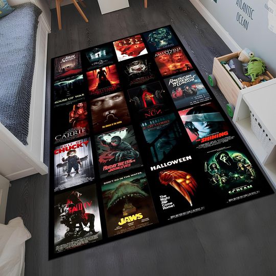 Horror Movie Rug, Gothic Area Rug, Unique Fear Decor, Cool Horror Carpet, Movie-Themed Rug