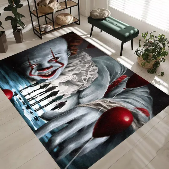 Horror Rug, Pennywise Carpet, Clown Floor Mat, Creepy Room Decor
