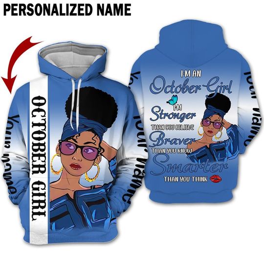 Personalized Name Birthday Outfit October Girl Thank You Think Blue All Over Pri