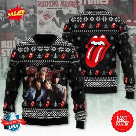 New New New The Rolling Stones 3D Ugly Sweater S-5XL