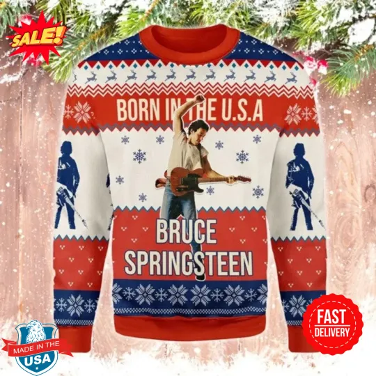 Bruce Springsteen 3D Ugly Sweater, Ugly Sweater, Holiday Sweater