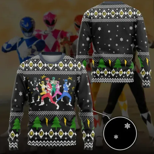 Morphin Power Rangers Christmas Ugly Sweater, Superhero Warriors Team Ugly 3D Al