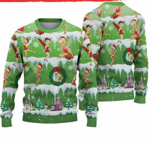 BG Tinker Bell Ugly Sweater, Tinker Bell 3D All Over Printed Sweatshirt