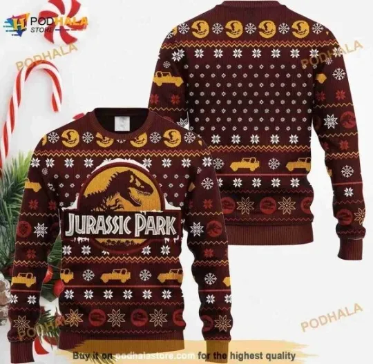 Bg Jurassic Park 3D Christmas Ugly Sweater Gift For Holiday