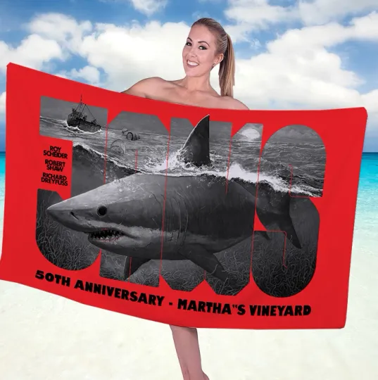 Jaws 50Th Anniversary Rectangle Beach Towel For Fans
