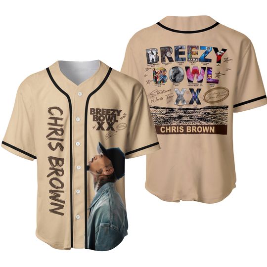 Chris Brown Breezy Bowl Jersey, Breezy Bowl XX 2025 Baseball Jersey, Breezy Bowl Chris Brown Tour Shirt, Breezy Tour Button-Up Jersey Shirt