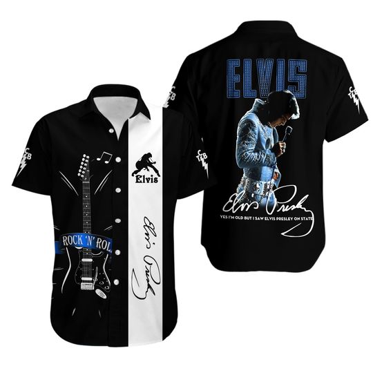 Elvis Presley Hawaiian Shirt, Elvis The King Button Up Shirt, Rock N Roll Gift, Button Down Shirt, Rock Music Shirt, Elvis Presley Gift
