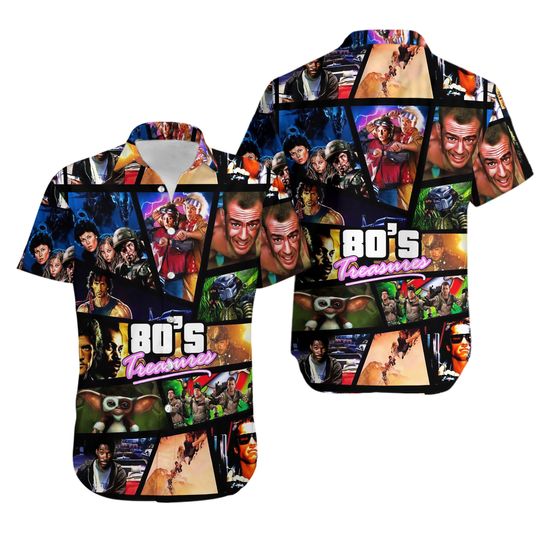 Retro 80s Movie Hawaiian Shirt Short Sleeve Summer Beach Size S - 5XL