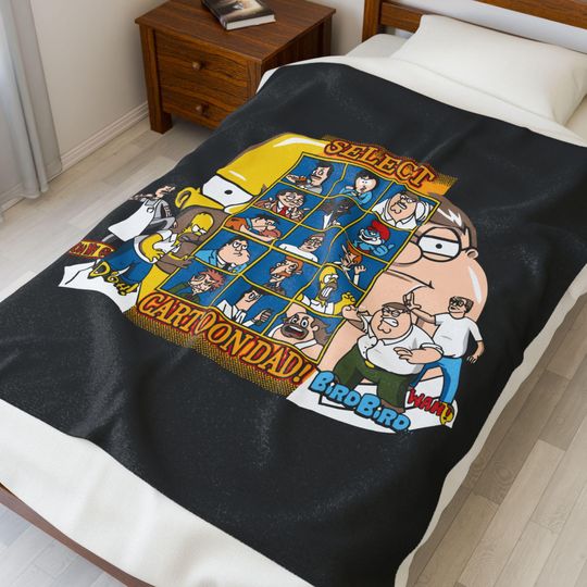 Cartoon Dad Blanket | Cartoon Mash Up | All Seasons | Snuggly Movie Nights Blanket