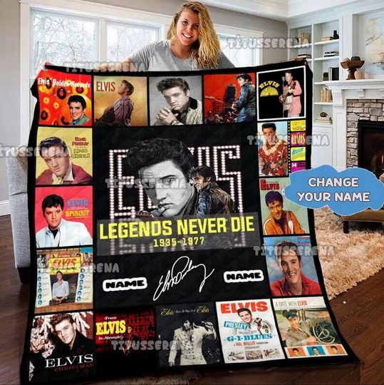 Personalized Elvis presley Quilt Blanket, King Of Rock and Roll Fan Blanket, Elvis Presley Blanket Gift For Fans Gift for Father's Day
