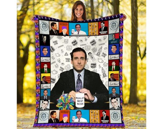 Michael Scott The Office Blanket Threat Level Midnight Movie Gift For Fans, Gift for Boyfriend Gift for Father's Day