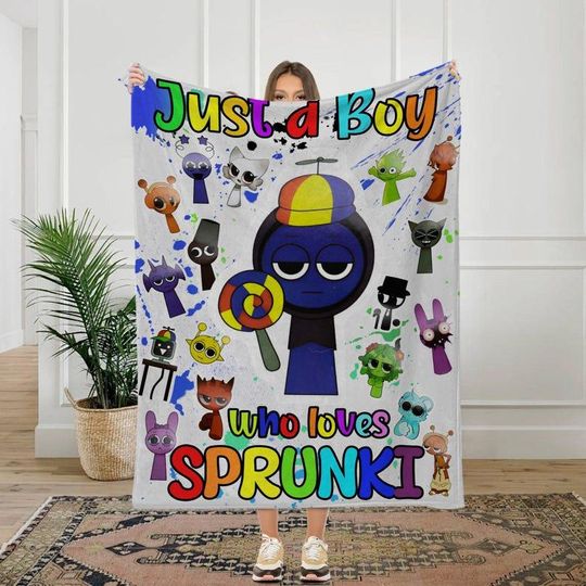 Personalized Sprunki Blanket, Custom Name Blanket, Gifts for Gamers, Gift For Boyfriend