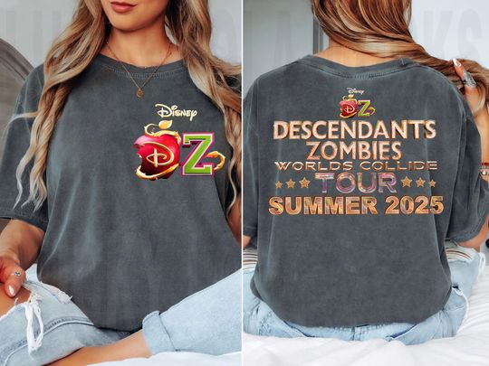 Disney Descendants Zombies Worlds Collide Tour Double Sided T-Shirt