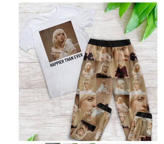 Happier Than Ever Pajamas Set, Billie Eilish Pajamas Set, Comfortable & Stylish Sleepwear for Fans