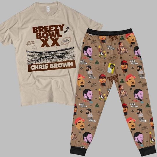 Chris Brown Breezy Bowl XX Tour Pajamas Set, Breezy Bowl XX 2025 Pajamas, Chris Brown Tour Tshirt Pajamas Pants, Breezy Bowl Holiday Pajamas