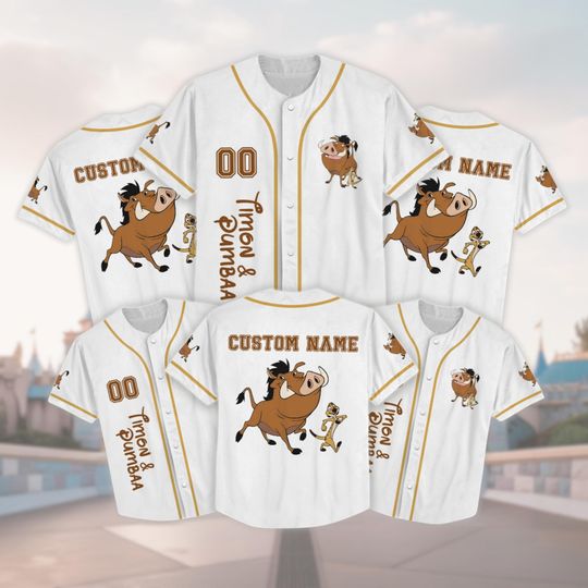 Custom Timon And Pumbaa Lion King Baseball Jersey, Hakuna Matata Disney Shirt, Matching Family Vacation Tee, Animal Kingdom Outfit