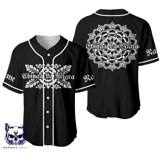 Chinga La Migra Baseball Jersey  Custom Name Protest Shirt, Chicano Style Statement Jersey, Floral Activist Top, Latinx Resistance Apparel