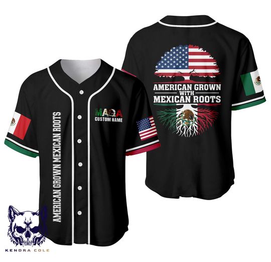 American Grown with Mexican Roots Baseball Jersey Shirt, Baseball Jersey Political Shirt, Protest Shirt, Anti-Trump Baseball