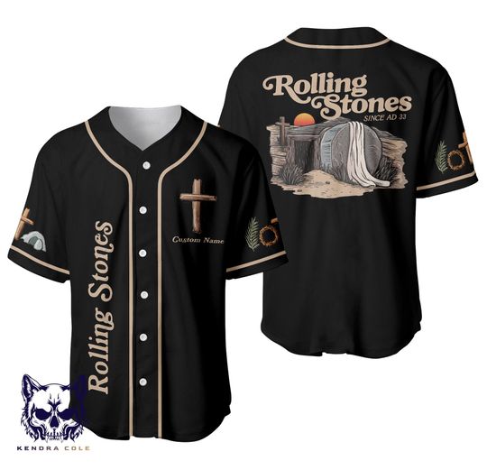He Is Risen Rolling Stones Custom Jersey - Baseball Jersey Shirt, Baseball Jersey Son Of Liberty Shirt, Baseball Jersey Shirt