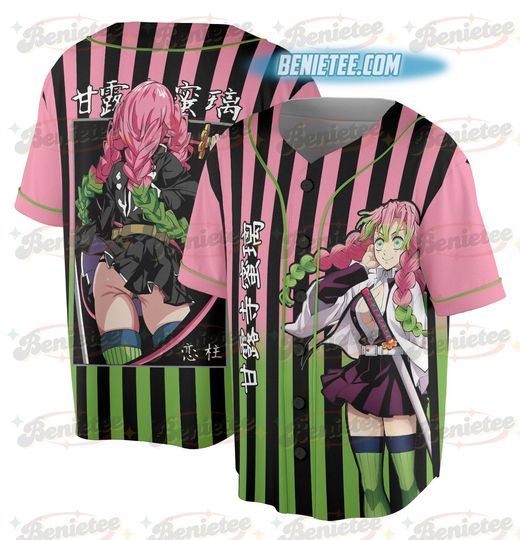 Mitsuri Kanroji demon Kimetsu no Yaiba Anime Manga Kawaii Baseball Jersey