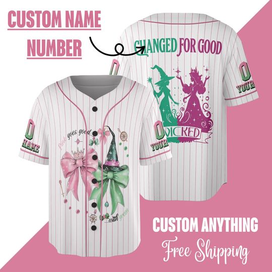 Personalized Wicked Jersey, Elphaba and Glinda Jersey,Wicked Birthday Girl Shirt,Wicked Green Witch Pink,Wizard of Oz Fan Gift,Wicked Jersey