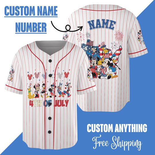 Disney 4th of July shirt, Disney Patriotic Shirt,Independence Day Disney America Jersey, Disney Minnie Mickey Jersey,Disney Mickey & Friends