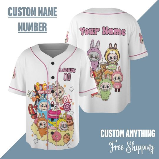 Custom Labubu Baseball Jersey, Personalized Name Labubu Jersey Kids Youth And Adults, Family Matching Outfit, Monster Labubu Outfit