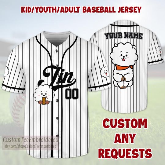 Personalized Jin RJ BT21 Baseball Jersey, Jin Run SeokJin Ep Tour Baseball Jersey, Jin World Tour 2025 Shirt, Kpop Merch