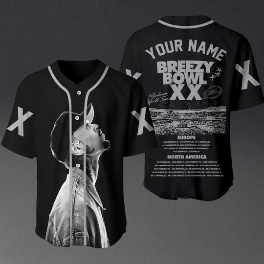 Chris Brown Breezy Bowl Baseball Jersey, Custom Breezy Bowl XX 2025 Jersey, Chris Brown Tour Merch Shirt, Breezy Bowl Tour XX Shirt