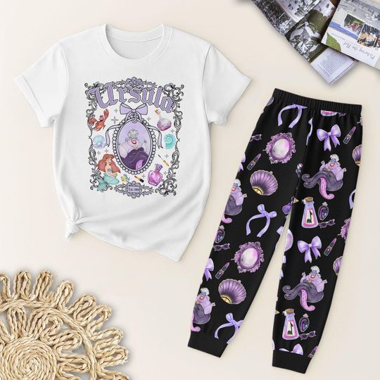 WDW Villain Character T-Shirt and Pants Pajamas, Halloween Pajamas Set, Bad Character Shirt, Autumn Season Apparel, Magic Kingdom Gift