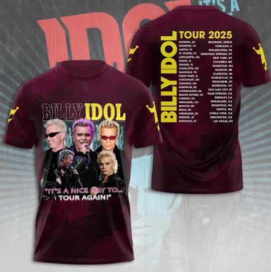 Billy Idol It's A Nice Day To Tour Again 2025 3D T-Shirt