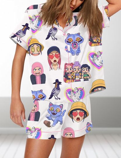 Kpop Huntrix Pajamas Set, Kpop Demon Hunters Short Pajamas, Kpop Huntrix Pin, Huntrix Women Pajamas, Mira, Rumi, Zoey Pajamas