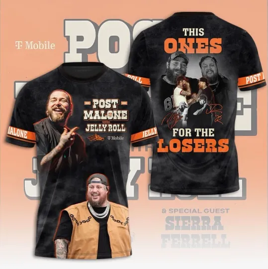 Post Malone x Jelly Roll Tour 2025 3D T-Shirt