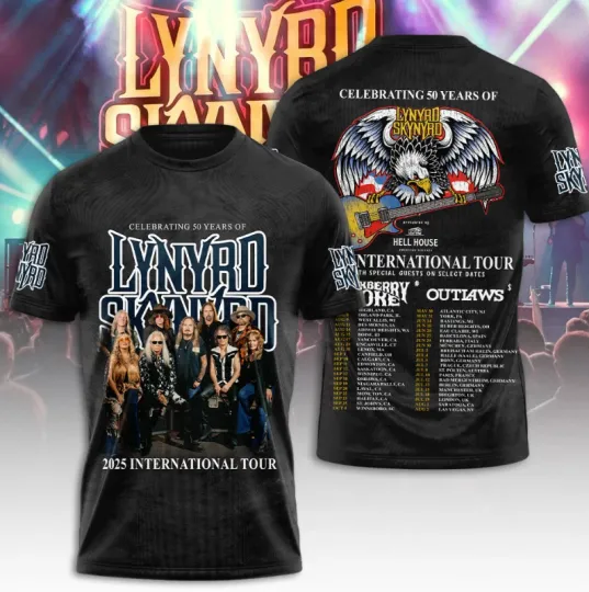 Lynyrd Skynyrd Celebrating 50 Years 2025 International Tour 3D T-Shirt