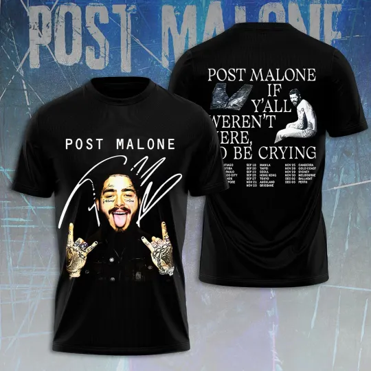 Post Malone Tour Music Big Ass Stadium Tour 2025 Inspired 3D T-Shirt Gift 2025