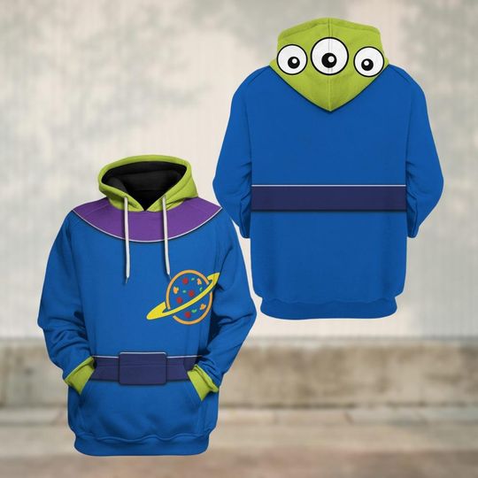 Alien Costume Hoodie, Toy Story Cosplay Shirt, Toy Story Alien Costume 3D Shirt, Cosplay Halloween Gift, Gift For Him