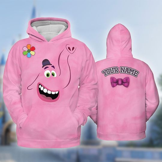 Personalize Inside Out 3D Costume Shirt, Bing Bong Cosplay Costume Hoodie, Halloween 3D Cosplay Outfit, Movie Character All Over Print Shirt