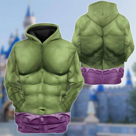 The Incredible Hulk Costume Clothing, Green Hulk Cosplay Costume 3D Hoodie, Super Hero Halloween Costume Outfit, All Over Print Hoodie