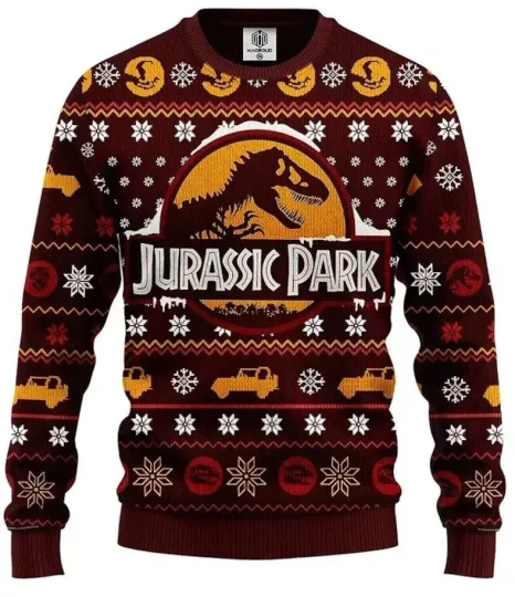 Jurassic Park Ugly Christmas Sweater, Dinosaur 3D Sweater, Christmas Gifts