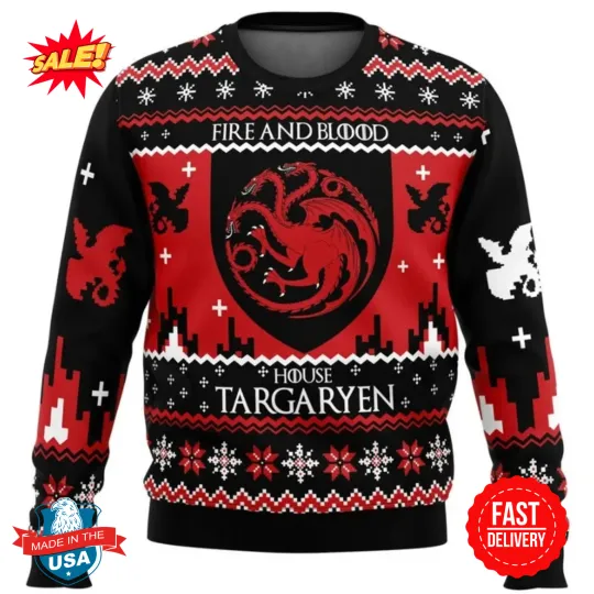 Game Of Thrones Christmas Ugly Sweater, Merry DnD 3D Sweater
