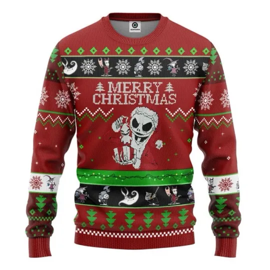 "Gearhumans 3D Nightmare Before Christmas Jack Skellington Ugly Sweater "