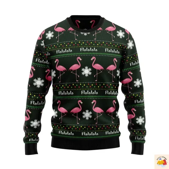 BG Flamingo Flalala Ugly Christmas 3D Sweater